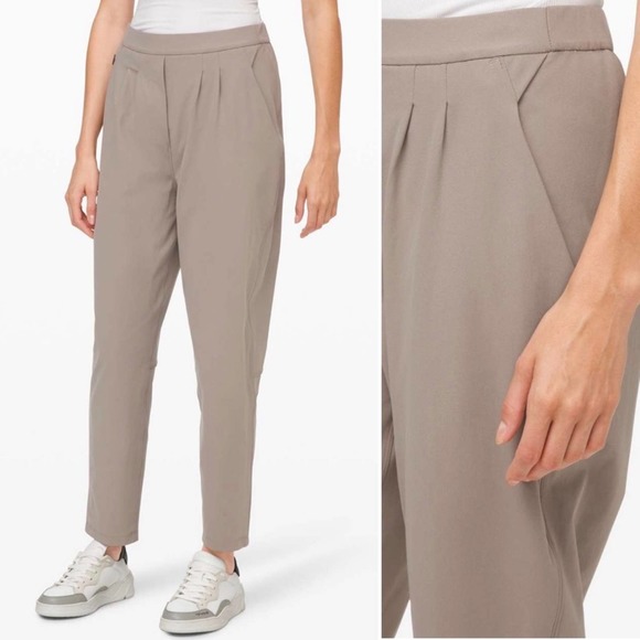 Lululemon Essential Trouser Pant High Rise Tan Taupe Casual Minimalist Travel 4 - Picture 1 of 14